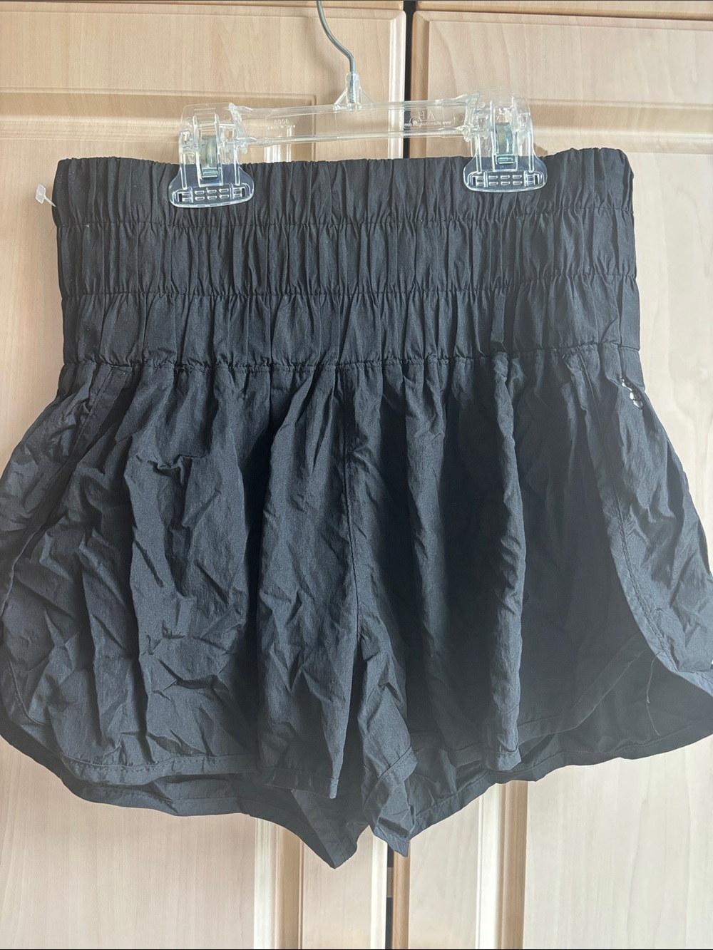 FP Movement by Free People Black High-Rise crinkly Shorts w/ lining